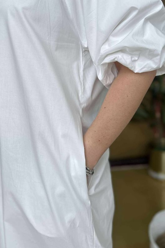 The Paloma Poplin Cotton Dress White
